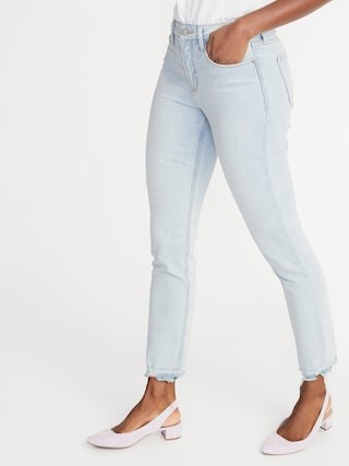 High-Waisted Power Slim Straight Raw-Edge Jeans For Women | Old Navy (US)