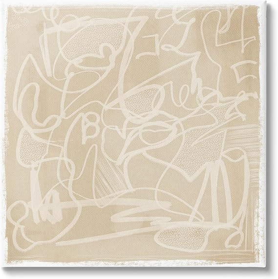 Stupell Industries Contemporary Beige Scribbles Canvas Wall Art by Leah Straatsma | Amazon (US)