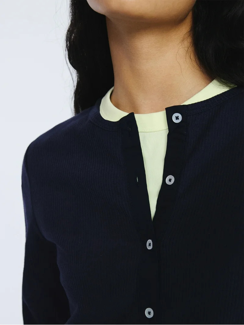 Free Assembly Women's Fitted Cardigan Sweater with Long Sleeves, Lightweight, Sizes XS-XXL | Walmart (US)