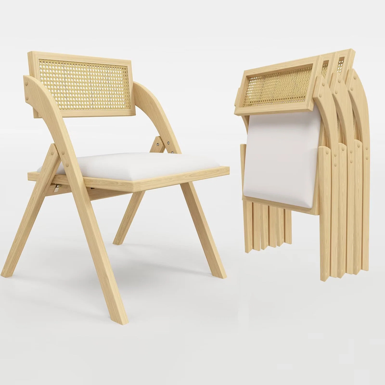 Farrand Folding Dining Chair Side Chair, Foldable Wood Kitchen Chairs with Padded Cushion, Modern... | Wayfair North America