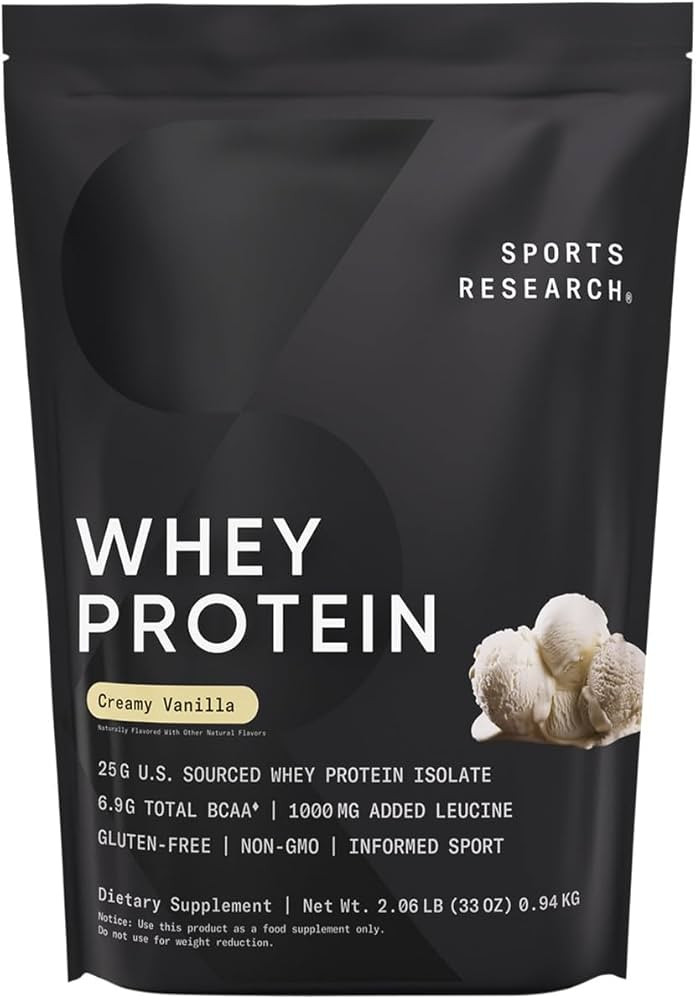 Sports Research Whey Protein Isolate - Sports Nutrition Protein Powder 25g per Serving - 2.1lb Ba... | Amazon (US)