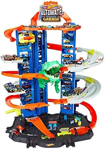 Hot Wheels City Robo T-Rex Ultimate Garage, Multi-level Multi-Play Mode, Stores 100 Plus 1:64 Sca... | Amazon (US)