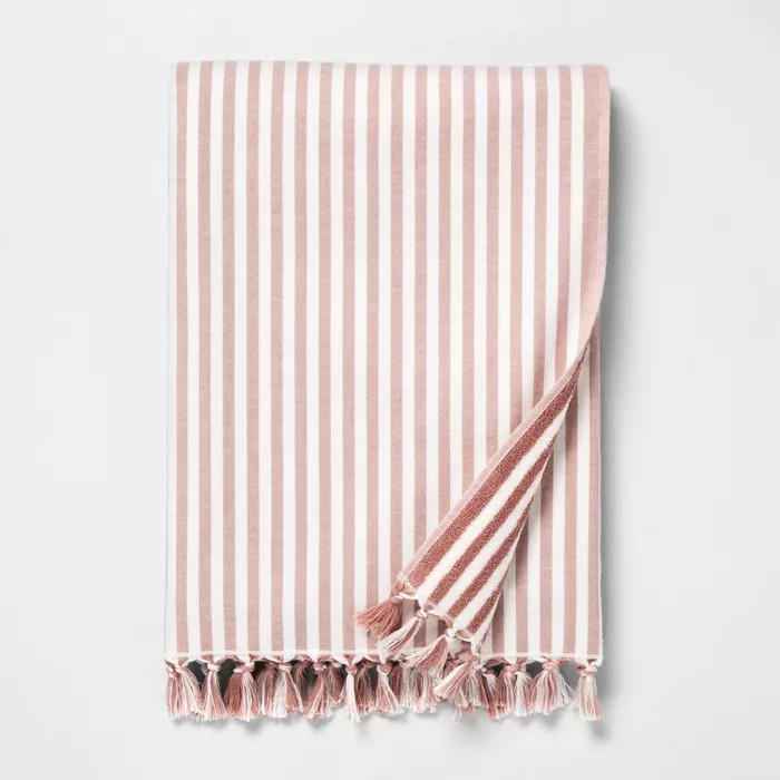 Stripe Beach Towel Dusty Rose / Sour Cream - Hearth & Hand™ with Magnolia | Target