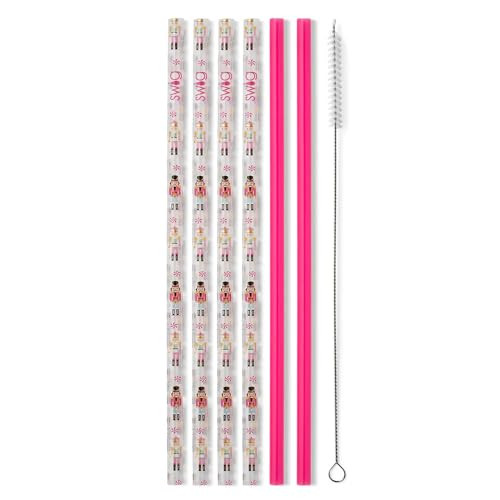 Swig Life Reusable Straws Pink Nutcracker + Hot Pink Tall Straw Set & Cleaning Brush, Each Straw is 10.25 inch Long (Fits Swig Life 20oz Tumblers, 22oz Tumblers, and 32oz Tumblers) | Amazon (US)