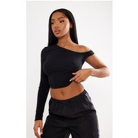 Black Contour Jersey One Sleeve Top | PrettyLittleThing CAN