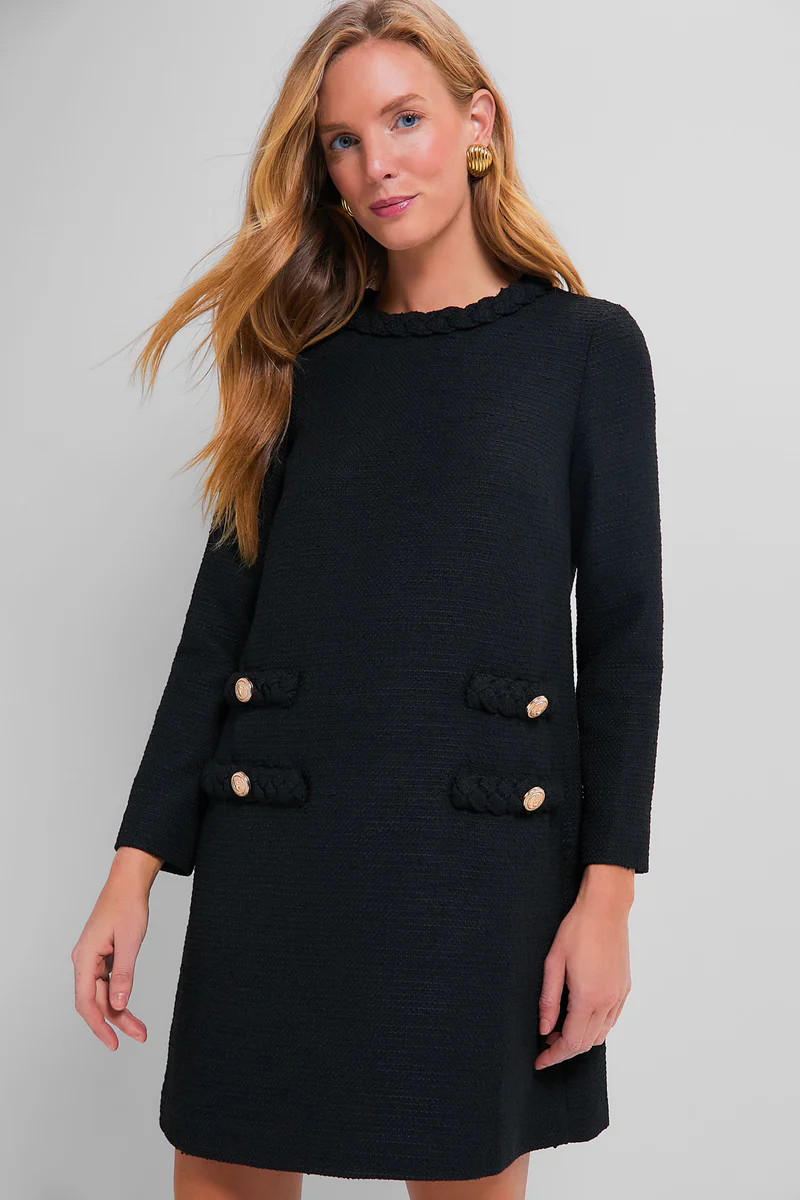 Black Tweed Long Sleeve Jackie Dress | Tuckernuck (US)