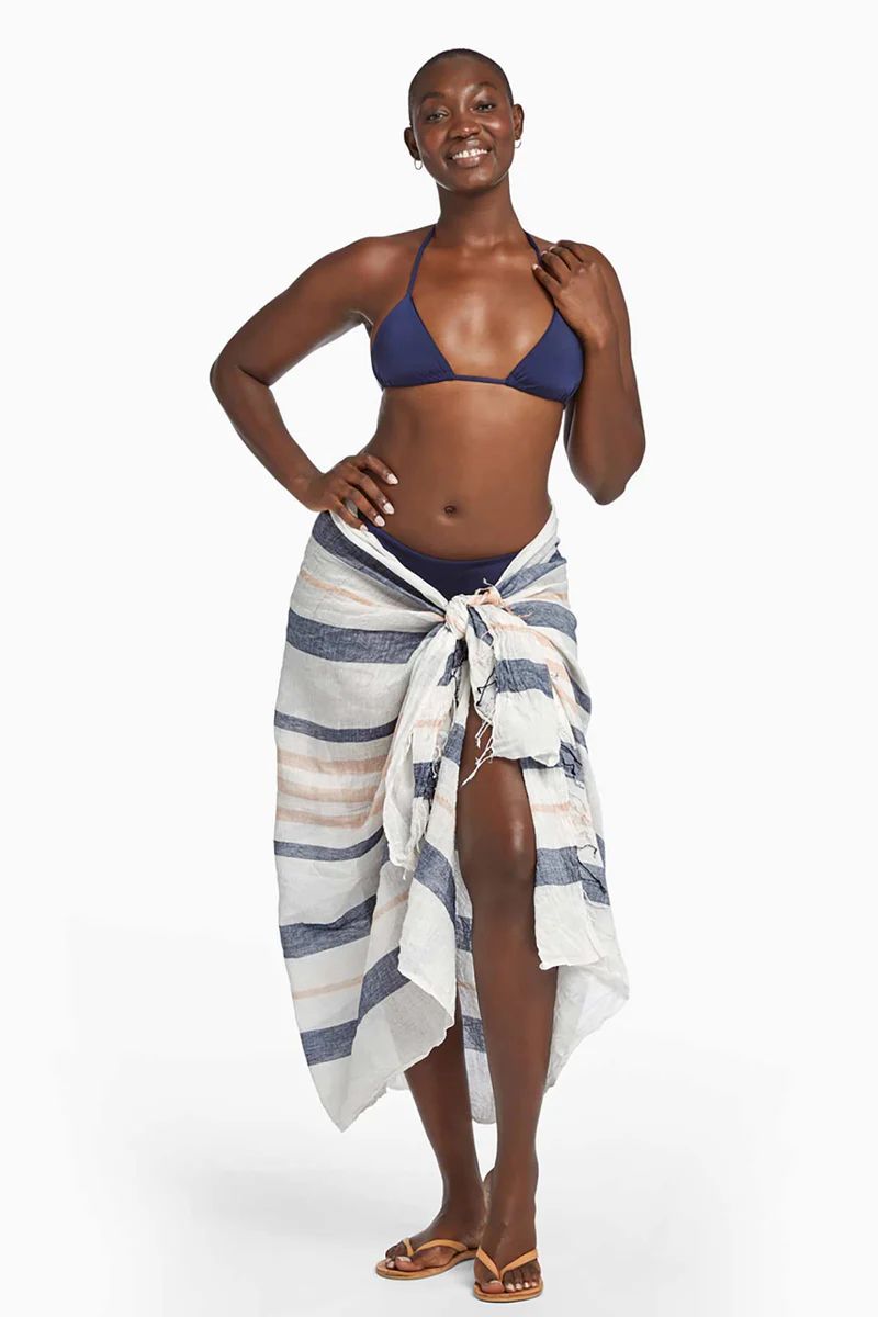 Vitamin A Aluna Organic Beach Wrap Midnight Stripe Org Wrap | Vitamin A Swim