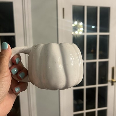 Anthropologie Harvest Pumpkin Mug White Ivory Fall Thanksgiving Cup New | eBay US