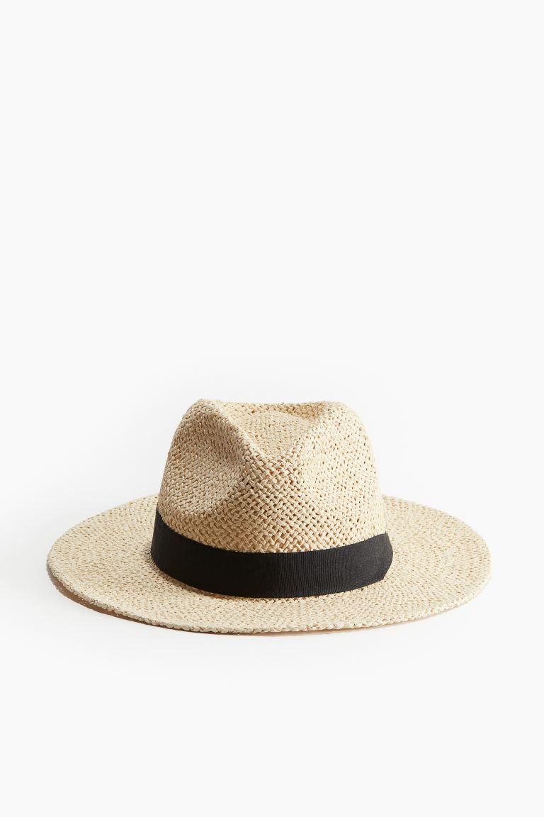 Straw Hat - Beige/black - Ladies | H&M US | H&M (US + CA)