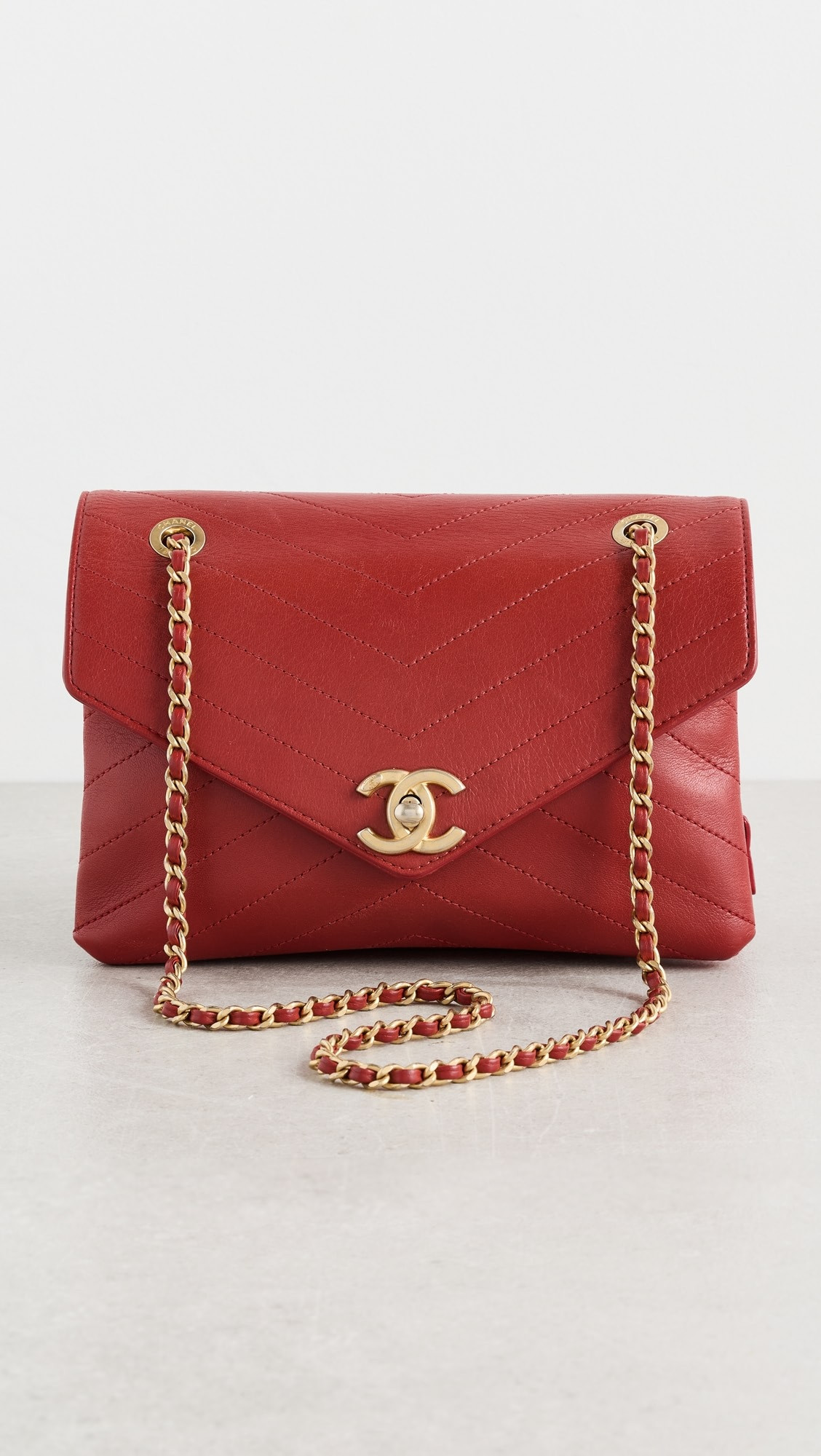 Chanel Calfskin Chevron Envelope Flap Shoulder Bag | Shopbop