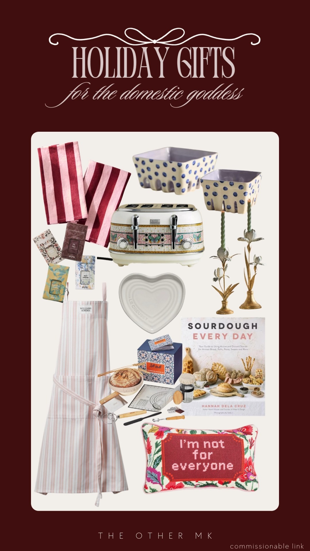 holiday gifts, Christmas gifts, trendy gifts, wishlist, holiday favorites, gifts for domestic goddess, kitchen towel, kitchen dish, candle holder, apron, sourdough kit, toaster, heart dish 

 

#LTKGiftGuide #LTKHoliday #LTKSaleAlert
