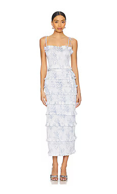 V. Chapman Lily Midi Dress in Blue Tapestry Rose from Revolve.com | Revolve Clothing (Global)