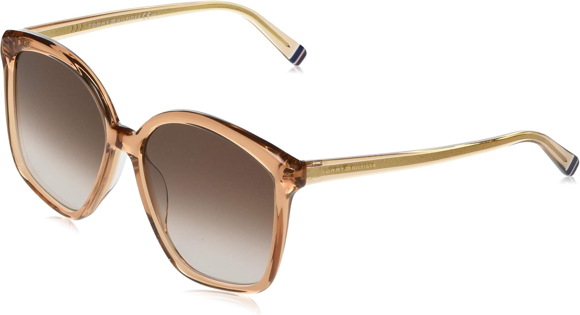 Amazon.com: Tommy Hilfiger Women's Contemporary Rectangular Sunglasses, Peach/Brown Gradient, 57m... | Amazon (US)