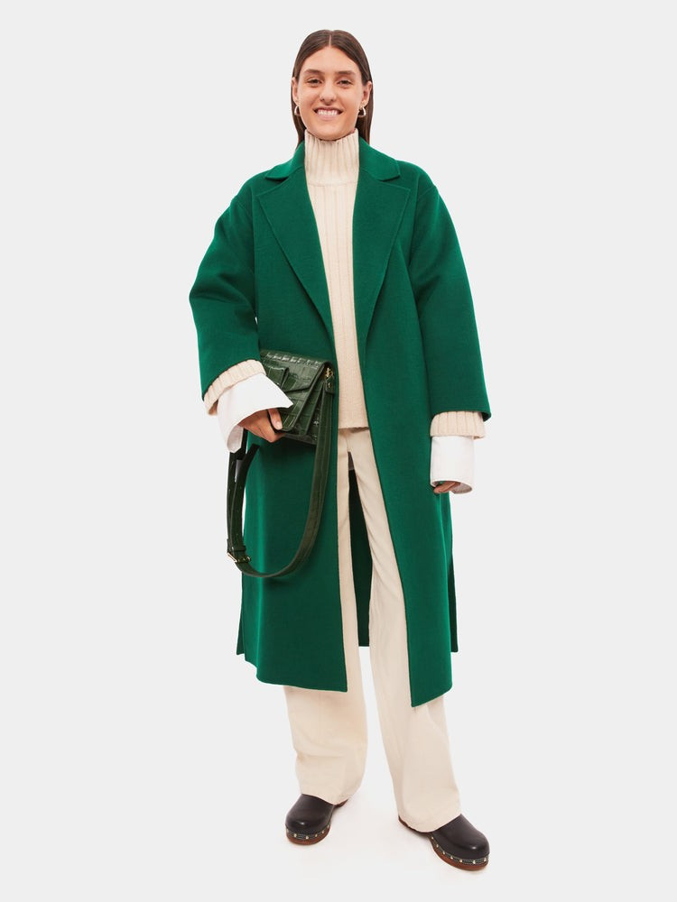 Long Double Faced Coat | Green | Jigsaw (UK)