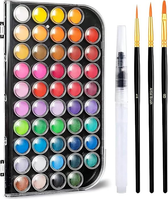 48 Colors Watercolor Paint Set with 4 Brushes Pen, Travel Design | Amazon (US)
