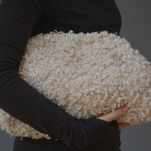 Curly Fabric Dumpling Clutch Ivory Cream Black Brown White - Etsy | Etsy (US)