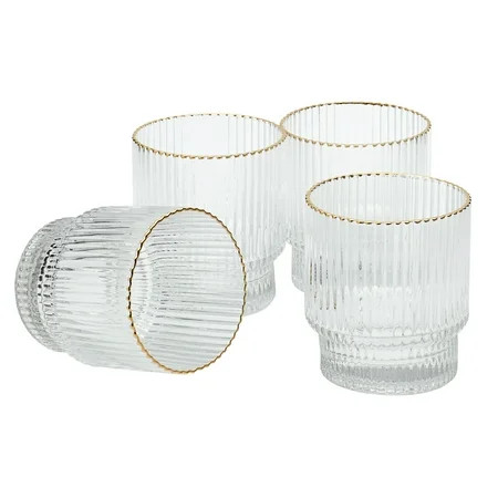 Denmark 4 Pack of 12 Ounce Gold Rimmed Drinking Glasses | Walmart (US)