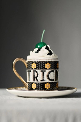 The Bistro Tile Stoneware Espresso Cup: Halloween Edition | Anthropologie (US)