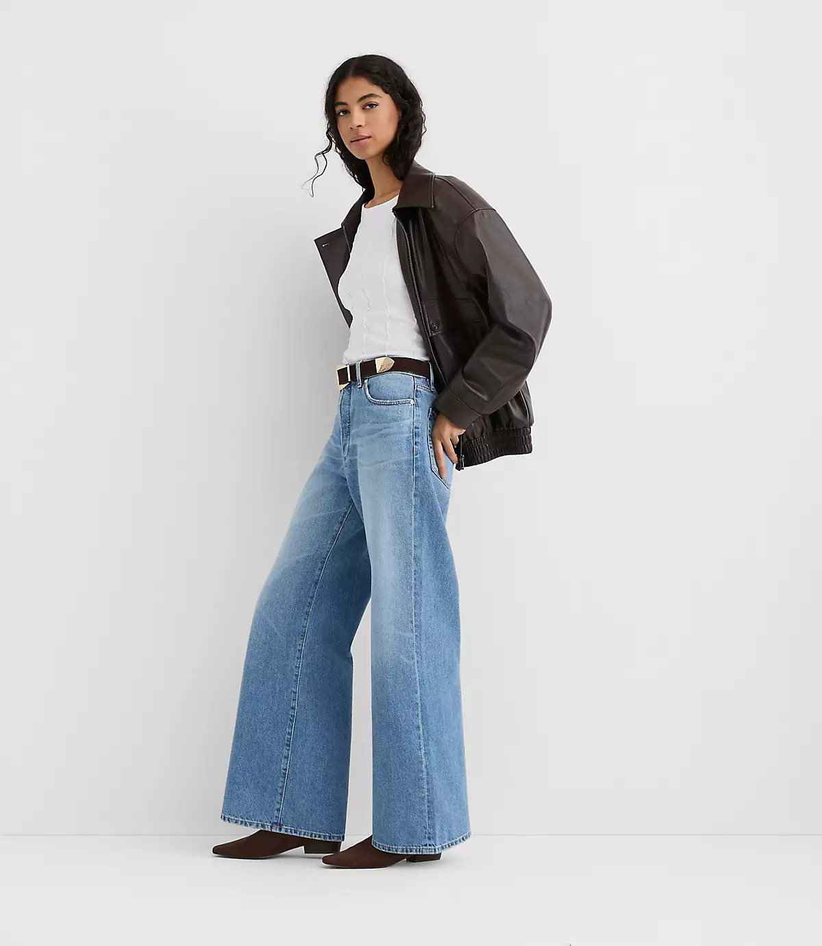 Rivete High Rise Relaxed Wide Leg Jeans in Light Wash | LOFT