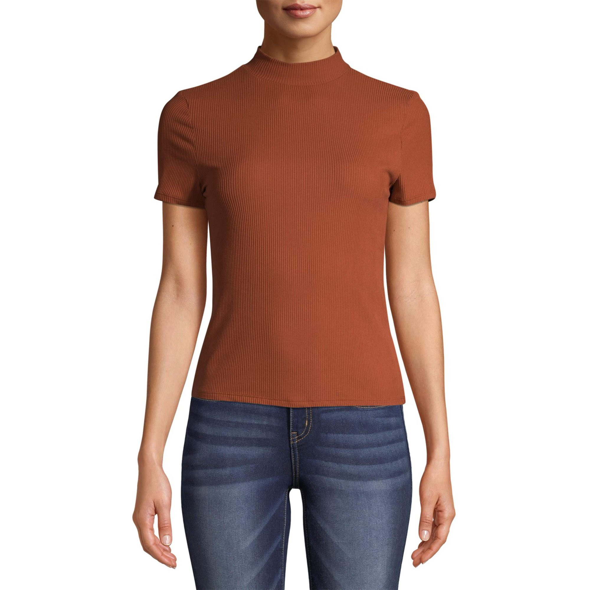 No Boundaries Juniors' Short Sleeve Mock Neck T-Shirt | Walmart (US)