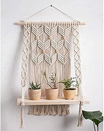 Macrame Wall Hanging Shelf – Crochet Woven Hanging Wall Decor - Bohemian Wall Decor Macrame She... | Amazon (US)