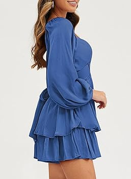 Fixmatti Women off Shoulder Rompers Lantern Long Sleeve Ruffle Tie Mini Shorts Jumpsuit | Amazon (US)