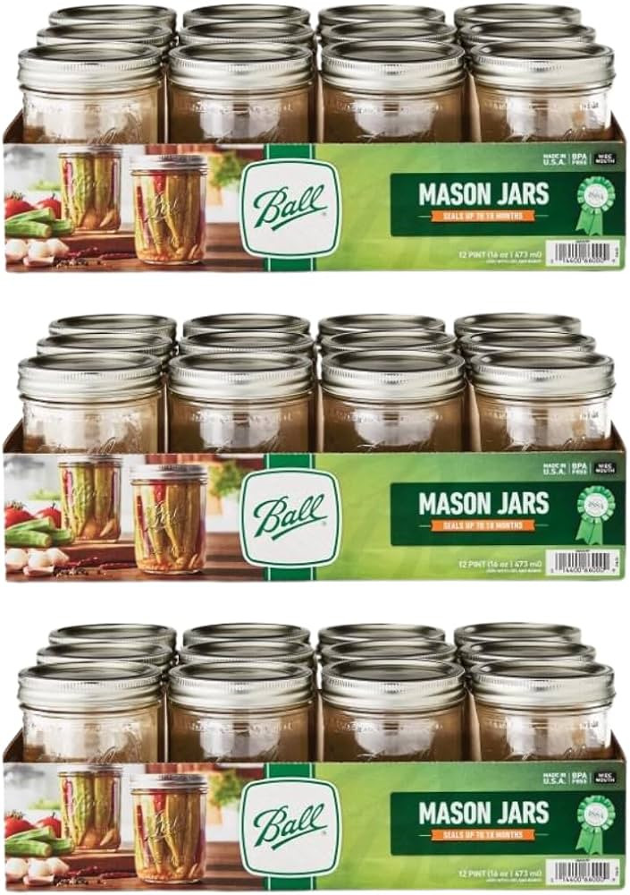 Ball Wide Mouth Glass Mason Jars with Lids and Bands, Used for Canning, Pickling, Juice, Jam, Jel... | Amazon (US)