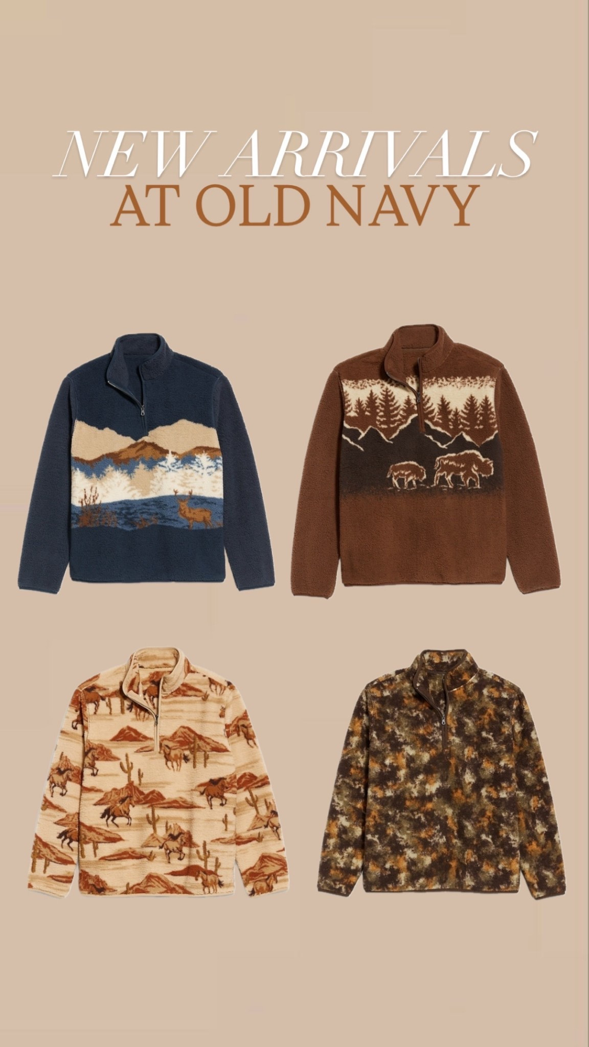 Some new arrivals from Old Navy. The men’s Sherpa sweaters are my fave every year 😍