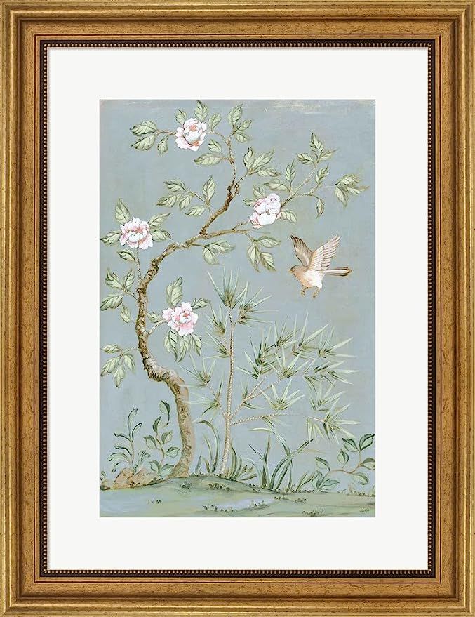 Spring Mural II Blue by Julia Purinton Framed Art Print Wall Picture, Wide Gold Frame, 20 x 26 in... | Amazon (US)