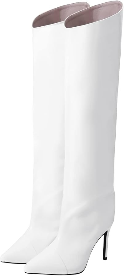 Shoe'N Tale Women's Knee High Boots Pointed Toe Stiletto High Heel Metallic Party Dressy Slip-on ... | Amazon (US)