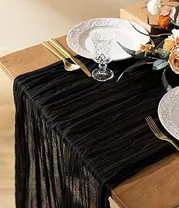 Vitalizart Cheesecloth Table Runner Black 35 x 120 Inches Gauze Tablecloth 10Ft Boho Rustic Decor... | Amazon (US)