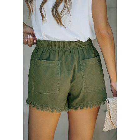 GCKG Women s Green Casual Pocketed Frayed Denim Shorts (US 8-10)M | Walmart (US)