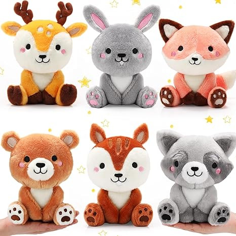 6 Pcs Woodland Animals Toys 7 Inch Bear Rabbit Squirrel Deer Raccoon Fox Large Stuffed Animals Bu... | Amazon (US)