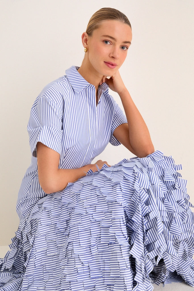 Blue Stripe Lorelai Midi Dress | Tuckernuck (US)