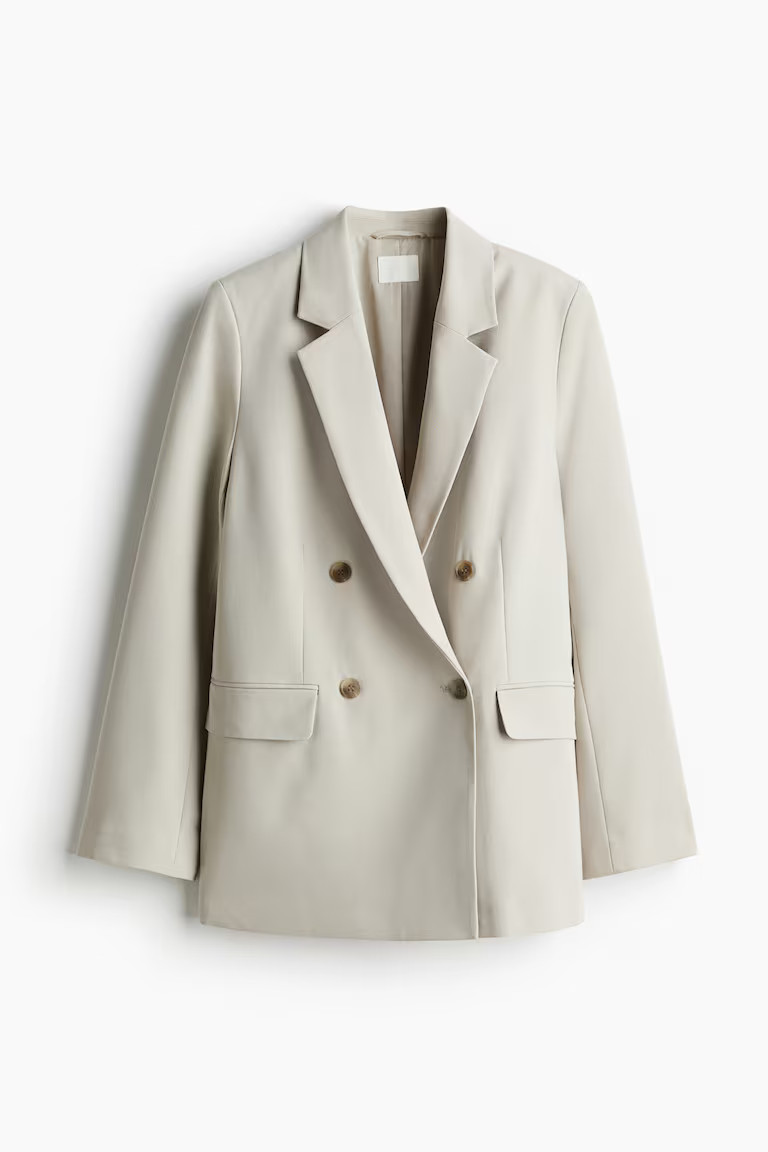 Double-breasted blazer - Light beige - Ladies | H&M GB | H&M (UK, MY, IN, SG, PH, TW, HK)