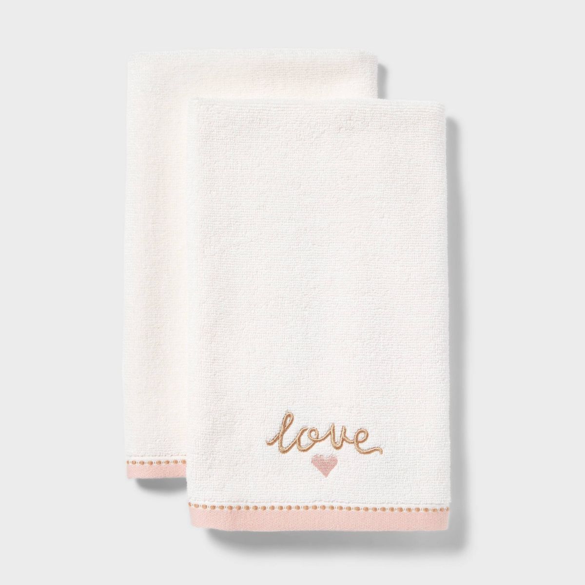 2pk Valentines Embroidered Hand Towels - Threshold™ | Target