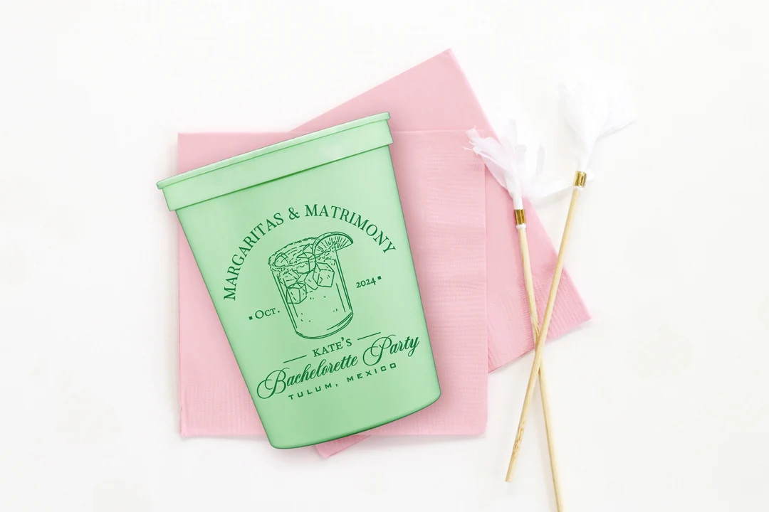Margaritas and Matrimony Cups - Personalized Bachelorette Party Favors and Decorations - Custom P... | Etsy (US)