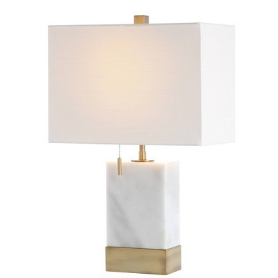 JONATHAN Y 22.5" Marble and Iron Trevor Modern Console Table Lamp (Includes LED Light Bulb) White and Gold: Minimalist Design, UL Listed | Target