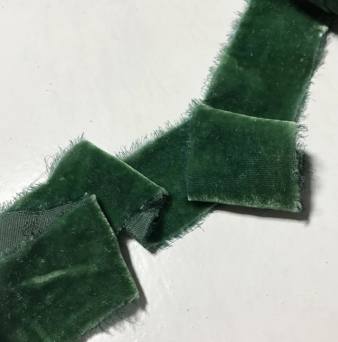 Hand Dyed Spruce Green Silk Velvet Ribbon 4 Widths to Choose - Etsy | Etsy (US)