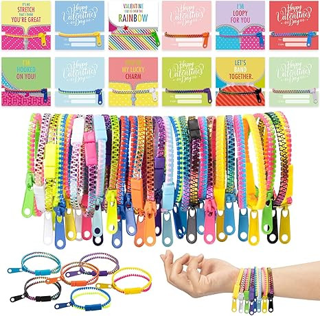 OuMuaMua Valentines Gift for Kids Classroom - 30 Pack Valentines Exchange Cards with Zipper Brace... | Amazon (US)