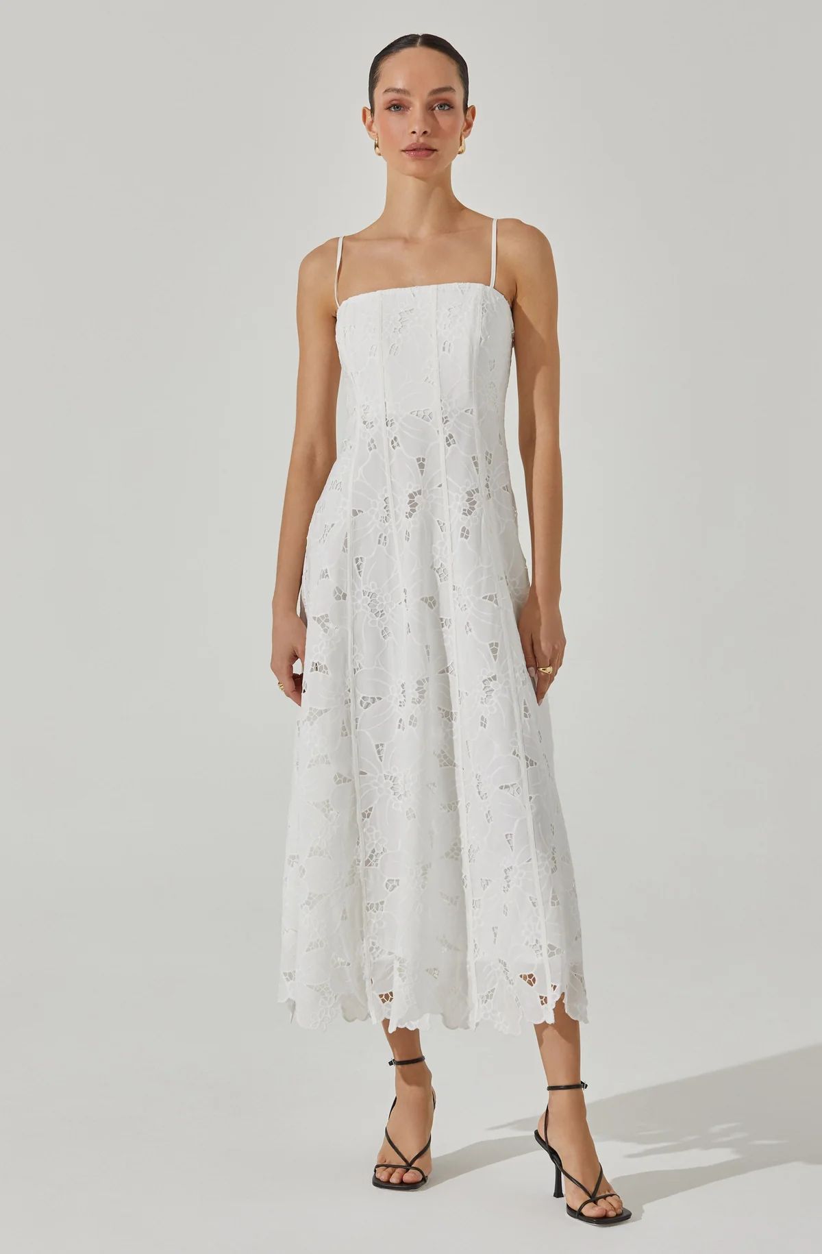 Lace Floral Eyelet Midi Dress | ASTR The Label (US)