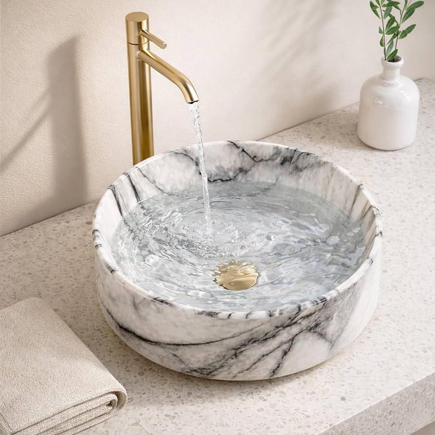 KES Bathroom Vessel Sink for Bathrooms, 16 Inch Bathroom Sink Bowl Round Above Counter Countertop... | Amazon (US)