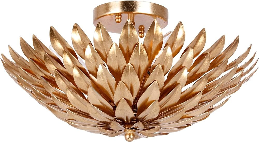 Broche 4 Light Antique Gold Ceiling Mount - Ceiling Light for Living Room, Hallway Light, Foyer, Dining Fixture - Great Overhead Style Modern Chandelier or Kitchen Farmhouse Light Fixtures - Indoor | Amazon (US)