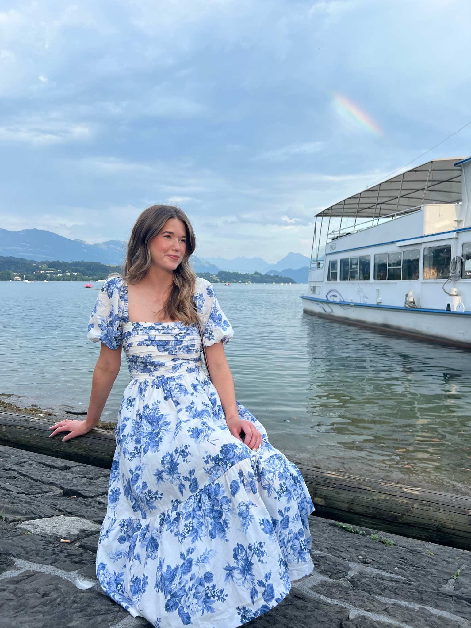 blue and white floral midi dress 😍 so flattering and comfy 🙌🏼 wore this to explore Lucerne, Switzerland and Venice, Italy!

(search words: puff sleeve dress, Abercrombie dress, late summer style, vacation outfit)

#LTKWomens

#LTKTravel #LTKSeasonal