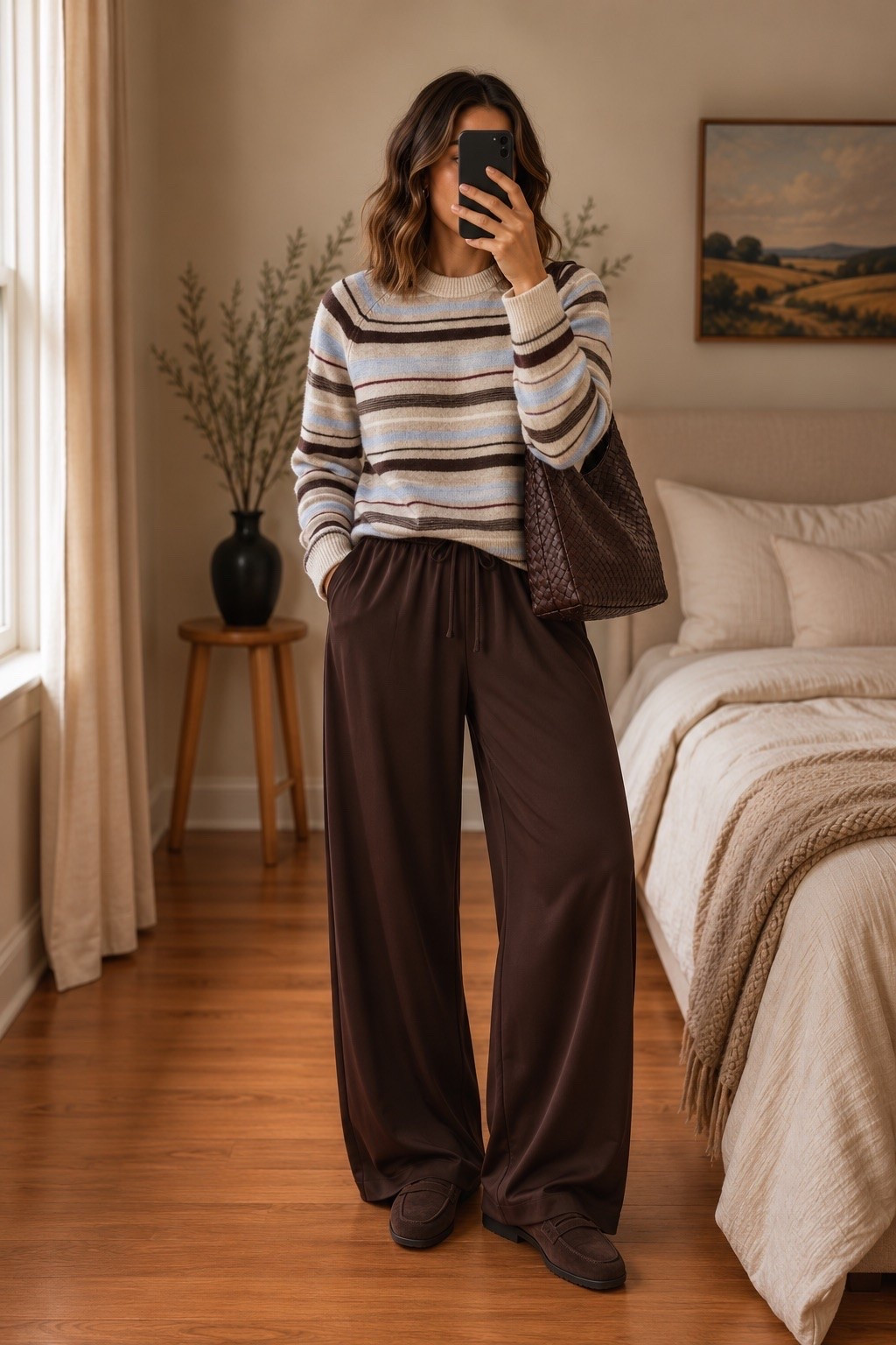 Chocolate brown + soft stripes = the perfect transition into fall 🤎🍂 I love how the pop of blue in this sweater breaks up all the neutrals! Paired it with flowy satin pants, comfy suede clogs + an oversized woven bag for an easy everyday look that still feels put together. Linking the whole outfit on LTK ✨

#FallOutfit #ChocolateBrown #FallStyle #CasualFallOutfit #EverydayStyle #NeutralOutfit #LTKStyle #LTKFinds #FallFashion #CozyStyle#LTKxWalmart

#LTKSaleAlert #LTKSeasonal #LTKootd