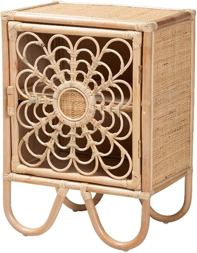Baxton Studio Acelin Modern Bohemian Natural Brown Rattan Nightstand | Amazon (US)