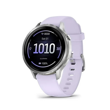 Garmin Venu 4®, 41mm, Advanced Health and Fitness GPS Smartwatch, Bright and Colorful Display, Built-In Flashlight, 10 Days of Battery Life, Silver with Periwinkle Silicone Band | Walmart (US)