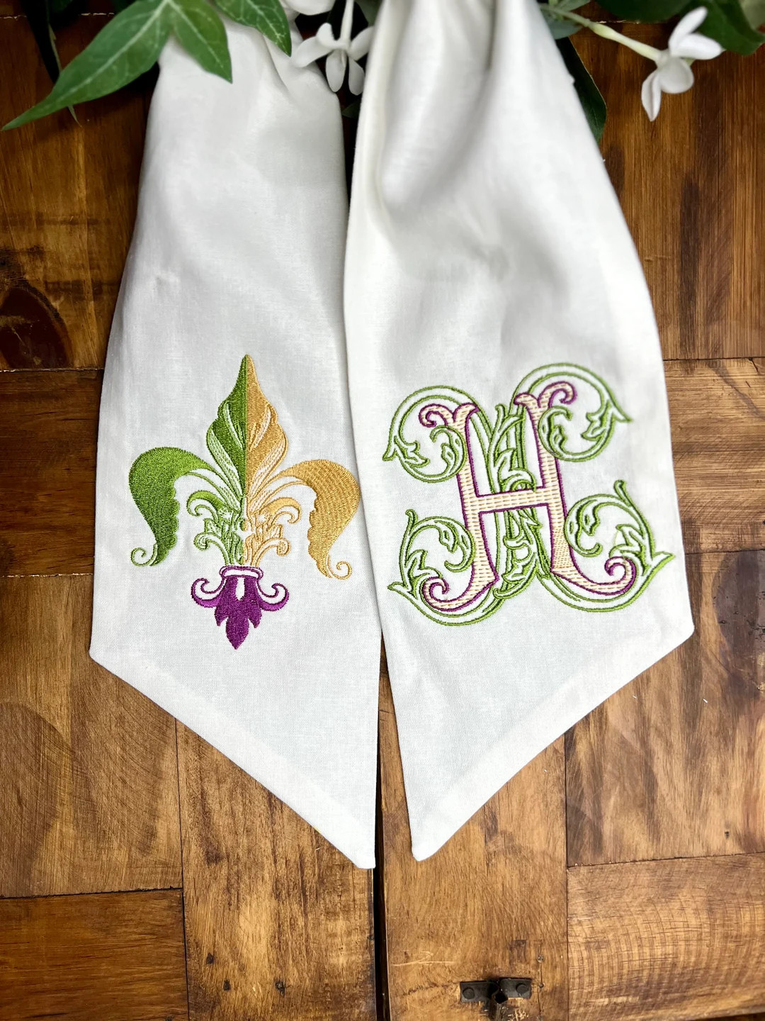 Fleur-de-lis Mardi Gras Wreath Sash: Linen Cotton Blend - Etsy | Etsy (US)