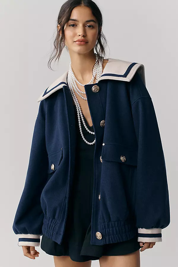 Maeve Nautical Bomber Jacket | Anthropologie (UK)