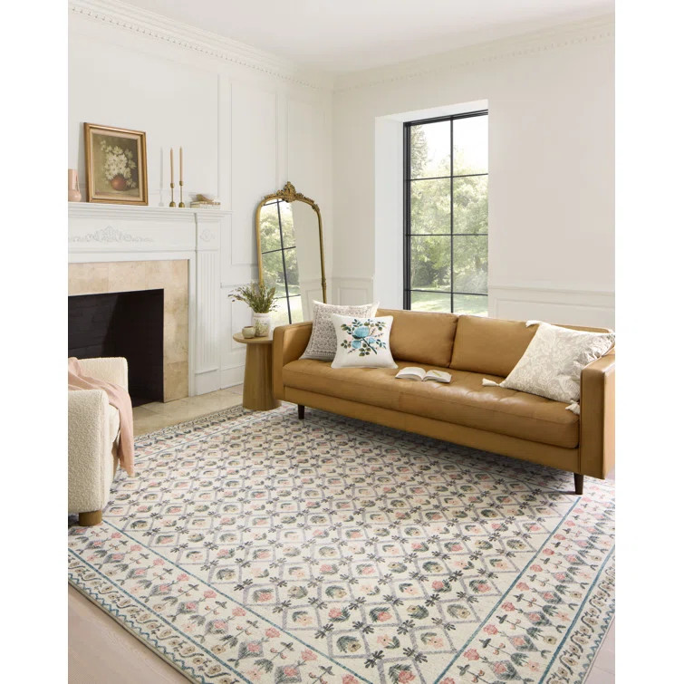 Rifle Paper Co. x Loloi Eden EDE-03 Lattice Ivory Rug feat. CloudPile | Wayfair North America